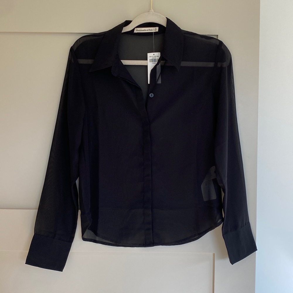 Abercrombie Black Sheer Button Down